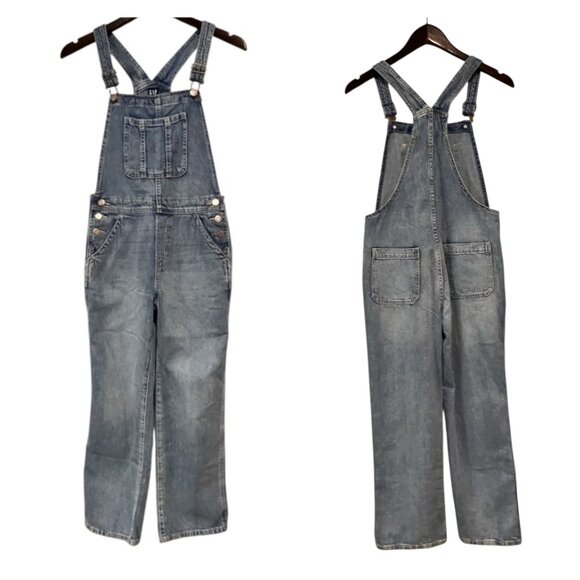 Gap Juniors Blue Size XL Denim Square Neck Straight Leg Denim Overalls - Picture 2 of 13